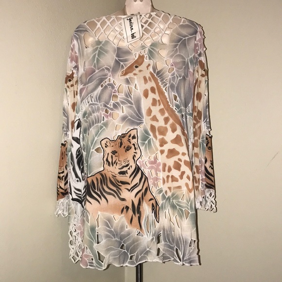 NWT Indira Bali Beautiful white animal cardigan - Picture 7 of 7